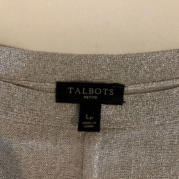Talbots Blouse Womens LP Large Petite Silver Metallic Dolman Sleeve Split Seam - Picture 8 of 13